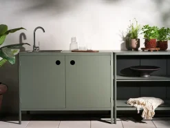Mueble bajo de cocina exterior Kelia con fregadero, Nordic green, 121x90x64*Brafab New