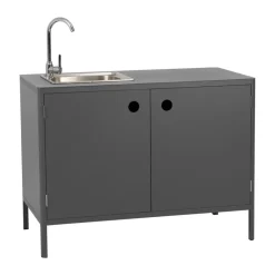 Mueble bajo de cocina exterior Kelia con fregadero, Antracita, 121x90x64 cm*Brafab