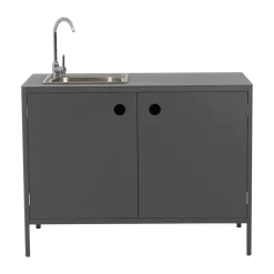Mueble bajo de cocina exterior Kelia con fregadero, Antracita, 121x90x64 cm*Brafab