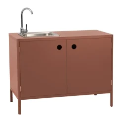 Mueble bajo de cocina exterior Kelia con fregadero, Zin red, 121x90x64*Brafab Hot
