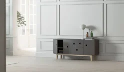 Mueble TV Peep M2, Slate grey, roble pigmentado blanco*Zweed New