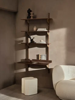 Repisa Sector triple wide, Smoked Oak, brass*Ferm Living