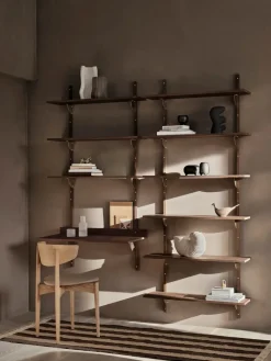 Repisa Sector triple wide, Smoked Oak, brass*Ferm Living
