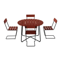 Silla 1, Roble teñido en rojo oscuro con estructura de acero negro*Grythyttan Stålmöbler Best