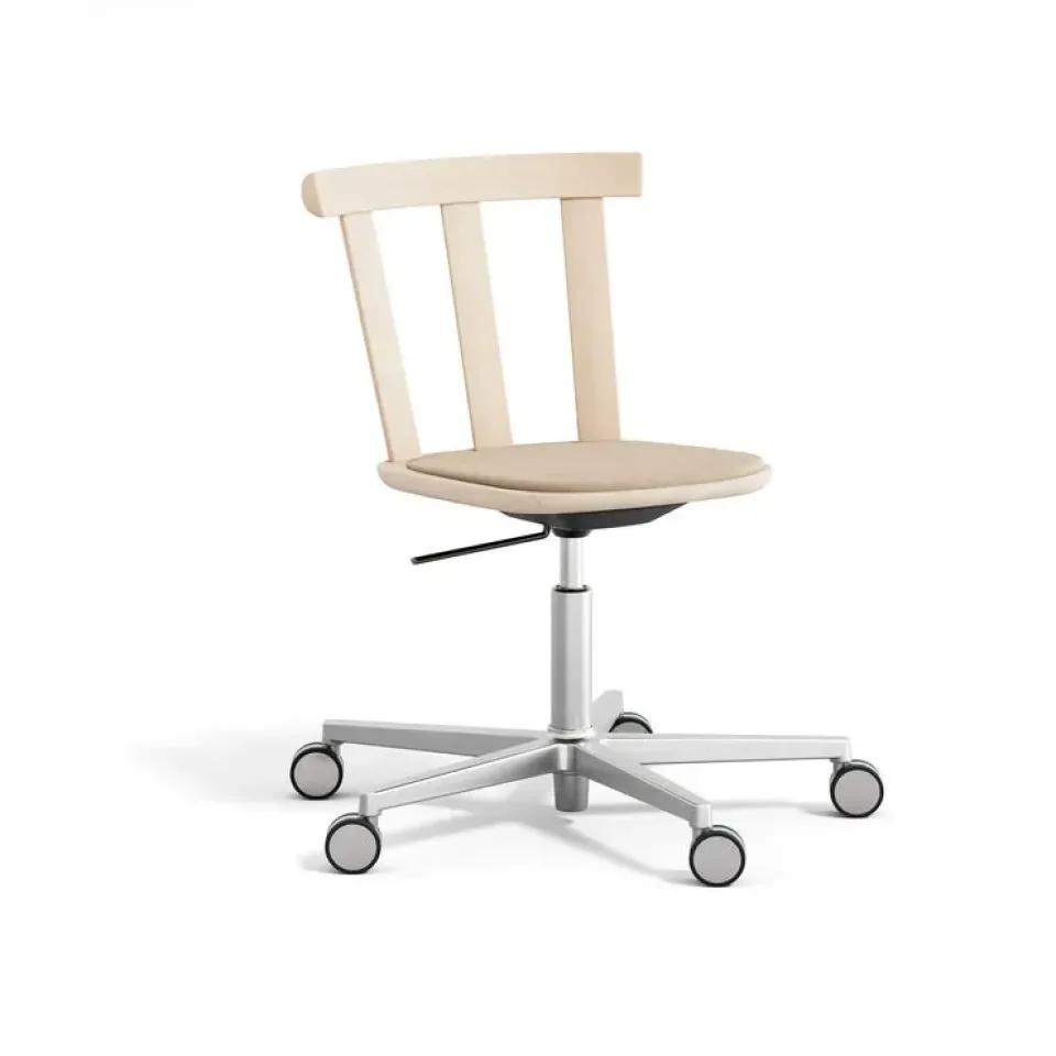 Silla Alt base giratoria con asiento tapizado abedul, Hallingdal 65-200 -Barniz mate claro*Stolab Outlet