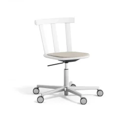 Silla Alt base giratoria con asiento tapizado abedul, Hallingdal 65-103 grey/beige-blanco 21*Stolab Outlet