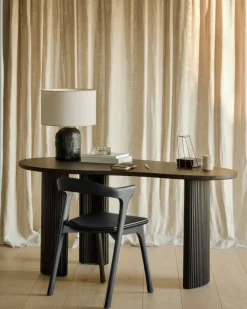 Silla con asiento de cuero Bok , Roble tintado -cuero*Ethnicraft Online