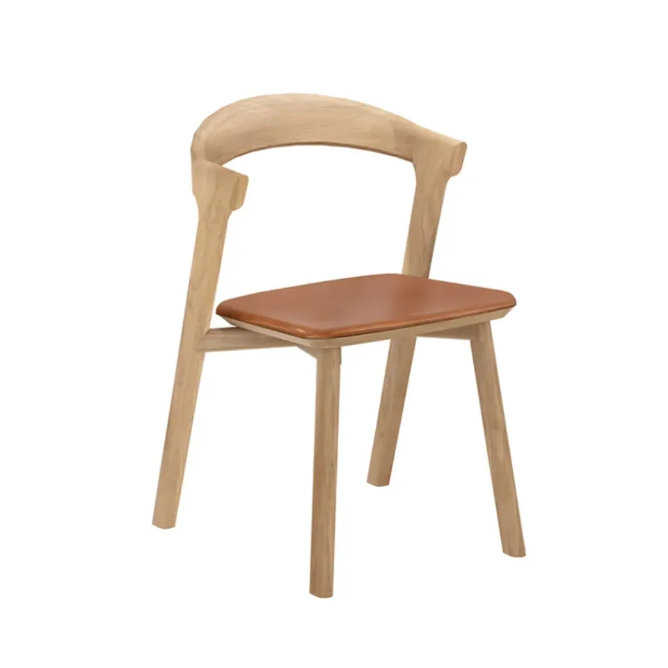 Silla con asiento de cuero Bok , Cuero color roble coñac*Ethnicraft Discount