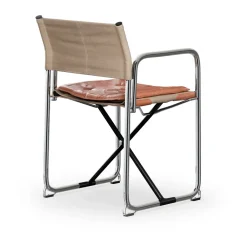 Silla con brazos X75-2, Tejido de lino natural-Elmo Nordic leather Cognac-patas cromadas*Lammhults Sale