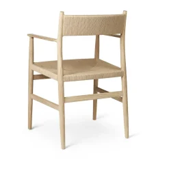 Silla con reposabrazos Arv respaldo y asiento tejidos, Roble aceitado blanco-cordón de papel*Brdr. Krüger Clearance