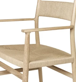Silla con reposabrazos Arv respaldo y asiento tejidos, Roble aceitado blanco-cordón de papel*Brdr. Krüger Clearance