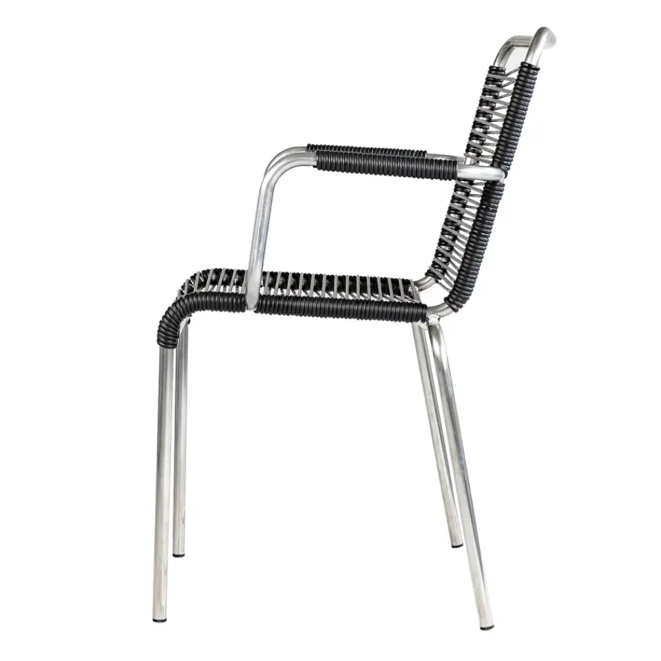 Silla con reposabrazos Mya aluminio, Black*Fiam Hot