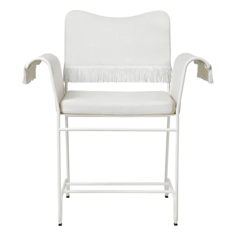 Silla con reposabrazos Tropique con flecos, White semi matt-Leslie 06*GUBI Best