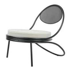 Silla Copacabana Outdoor Lounge Chair con asiento tapizado, Leslie stripe limonta 020-patas negras*GUBI Clearance