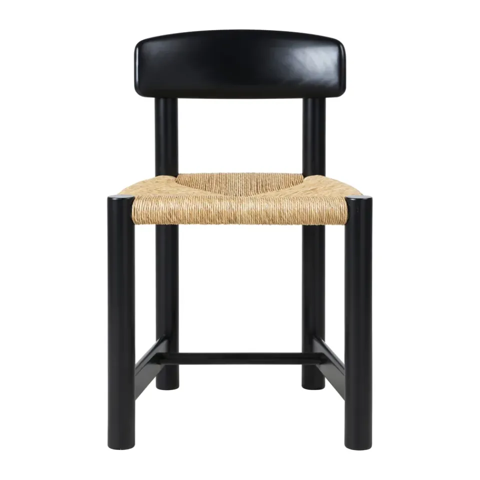 Silla Daumiller Side Chair, Natural Rush-brown/black pine*GUBI New