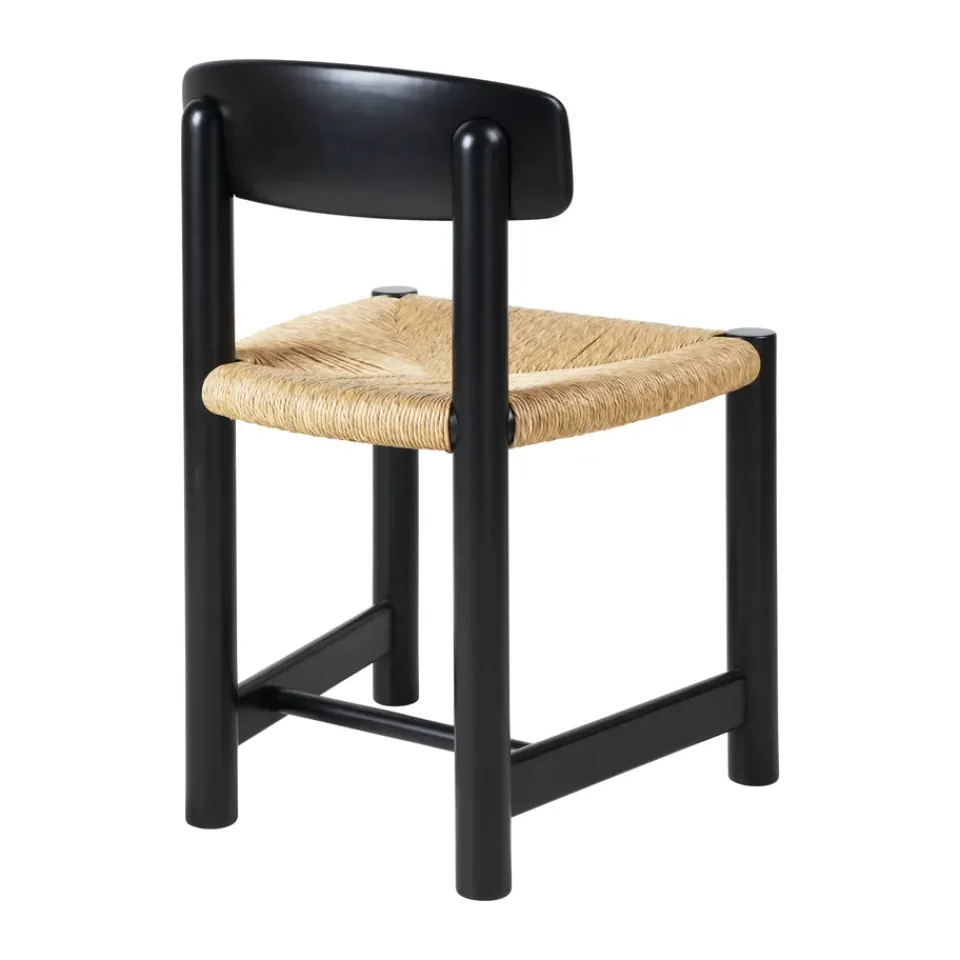 Silla Daumiller Side Chair, Natural Rush-brown/black pine*GUBI New