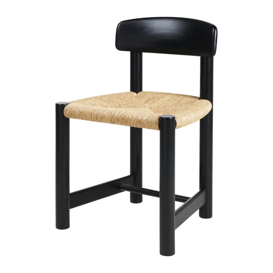 Silla Daumiller Side Chair, Natural Rush-brown/black pine*GUBI New