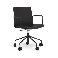 Silla de oficina elevable/bajable sin basculación Stella, Cuero elmosoft 99999 , base negra, respaldo flexible*Swedese Online