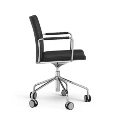 Silla de oficina elevable/bajable sin basculación Stella, Cuero elmosoft 99999 , base de cromo, reposabrazos forrado en cuero, respaldo flexible*Swedese Best