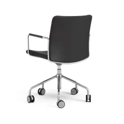 Silla de oficina elevable/bajable sin basculación Stella, Cuero elmosoft 99999 , base de cromo, respaldo flexible*Swedese New