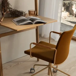 Silla de oficina elevable/bajable sin basculación Stella, Cuero elmosoft 99999 , base de cromo, respaldo flexible*Swedese New