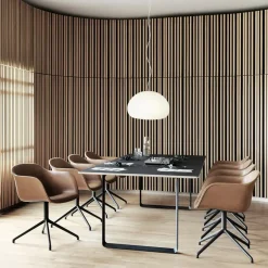 Silla de oficina Fiber armchair swivel base with return, Cognac leather-anthracite black*Muuto Clearance