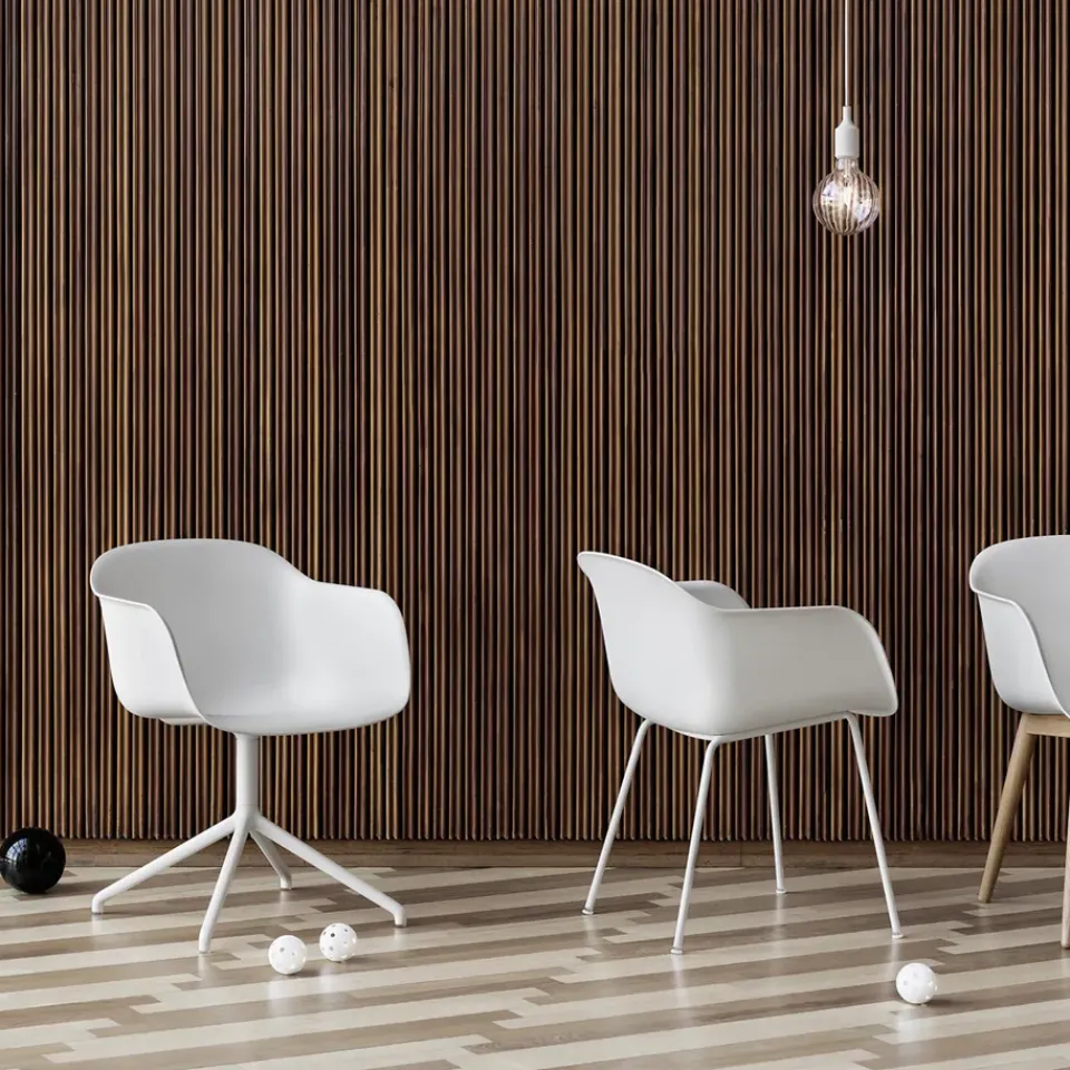 Silla de oficina Fiber armchair swivel base with return, Ochre-anthracite black*Muuto Outlet