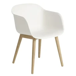 Silla Fiber con reposabrazos y patas de madera, Natural white-Oak*Muuto Discount