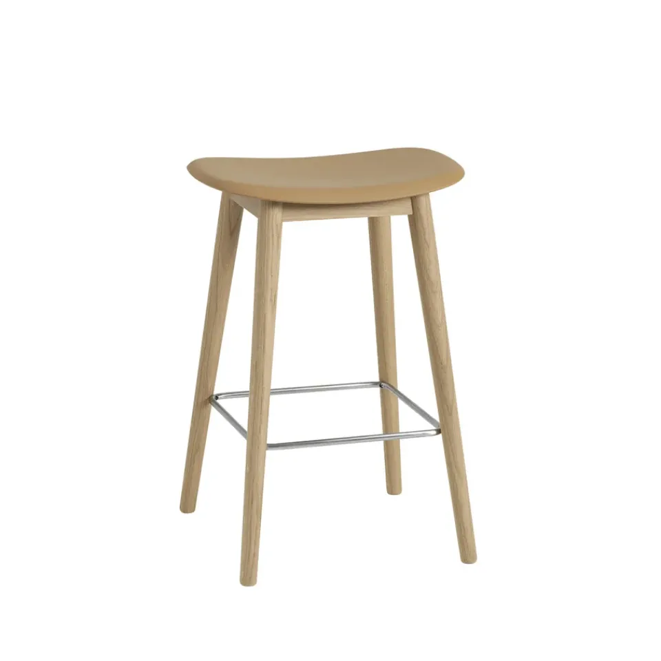 Silla Fiber counter stool 65 cm, Ochre, patas de roble*Muuto Hot