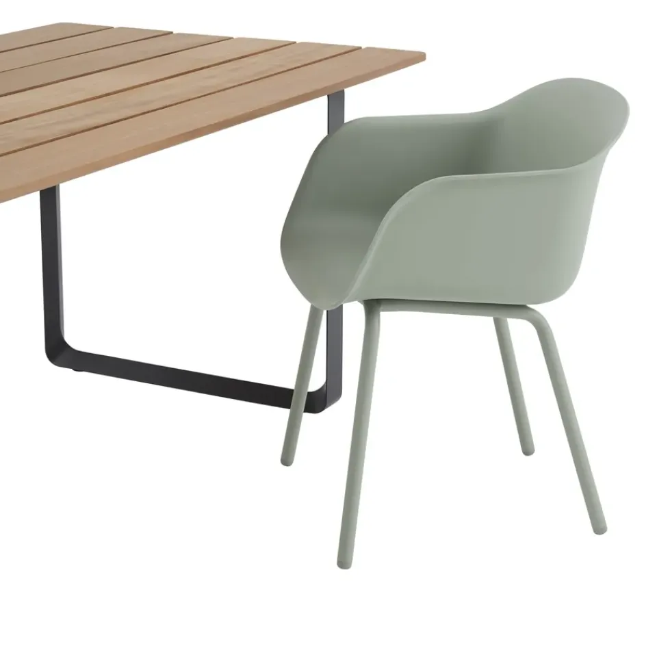 Silla Fiber Outdoor Armchair con patas de acero, Dusty green*Muuto Discount