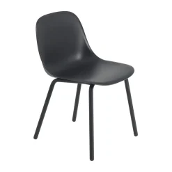 Silla Fiber Outdoor side chair con patas de acero, Anthracite black*Muuto