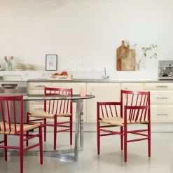 Silla J80, Beech-paper cord rubí*FDB Møbler Sale