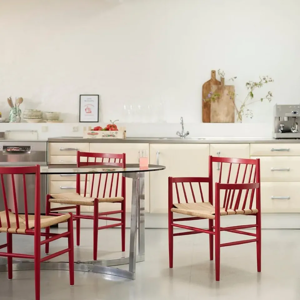 Silla J80, Beech-paper cord rubí*FDB Møbler Sale