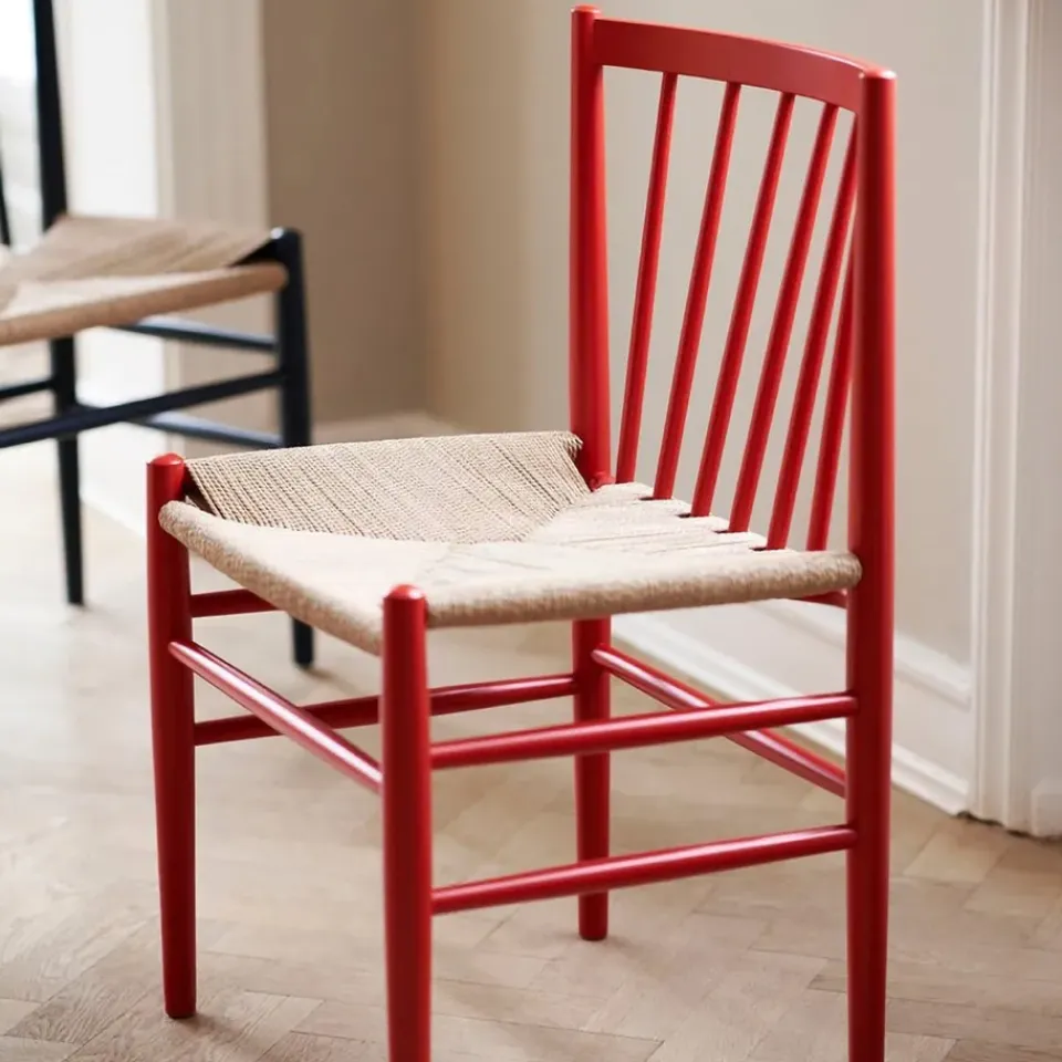 Silla J80, Beech-paper cord rubí*FDB Møbler Sale