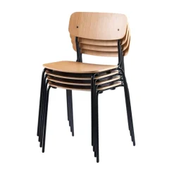 Silla J182 Holmen, pack de 4, Chapa de roble-patas negras*FDB Møbler Sale