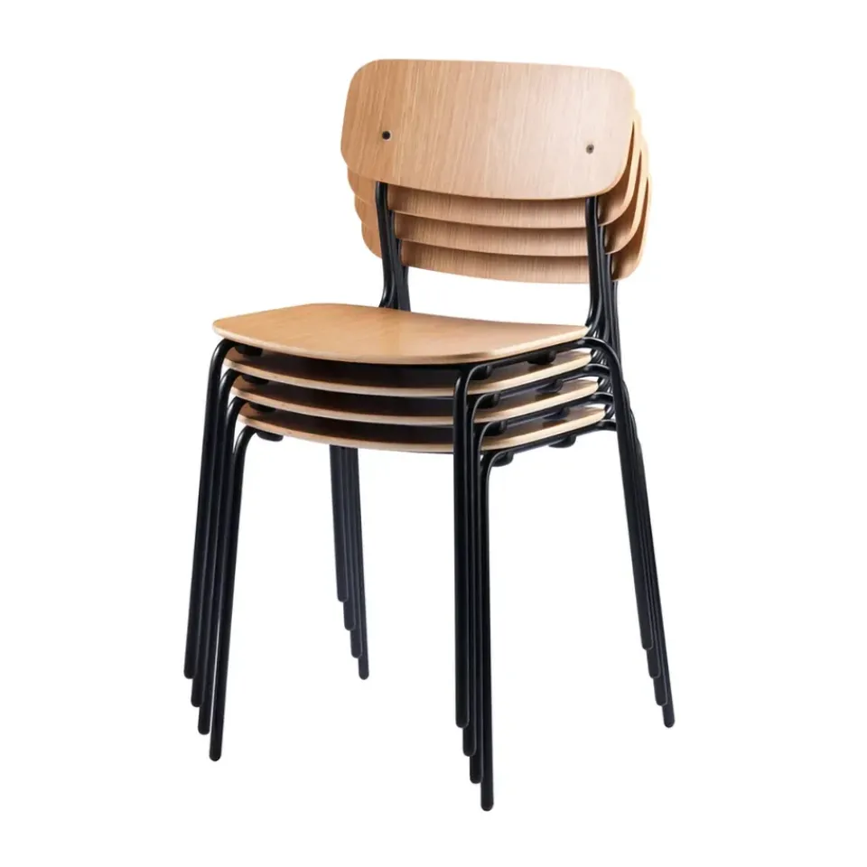 Silla J182 Holmen, pack de 4, Chapa de roble-patas negras*FDB Møbler Sale