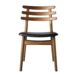 Silla J48, Smoked oak nature lacquered-black leather*FDB Møbler Sale