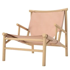 Silla lounge Samurai con asiento de cuero y base de roble, Natur*NORR11 Online