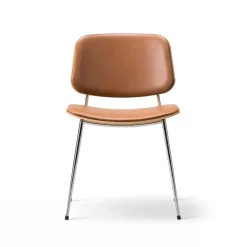 Silla metálica Søborg 3062 totalmente tapizada, Cuero Omni 307 cognac-cromo*Fredericia Furniture Clearance