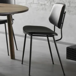 Silla metálica Søborg 3062 totalmente tapizada, Cuero Omni 307 cognac-cromo*Fredericia Furniture Clearance