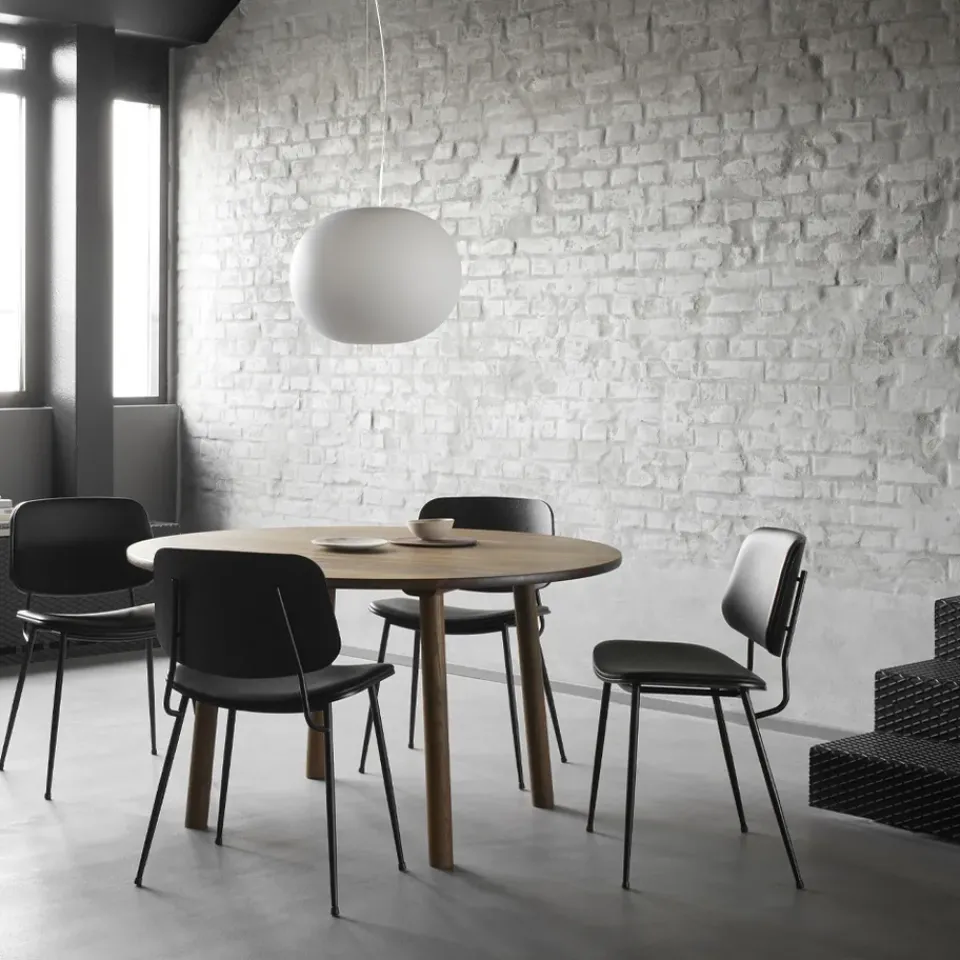 Silla metálica Søborg 3062 totalmente tapizada, Cuero Omni 307 cognac-cromo*Fredericia Furniture Clearance