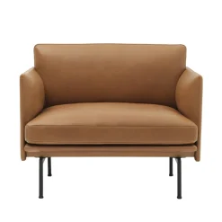 Silla Outline base negra, Refine leather cognac-Black*Muuto Best