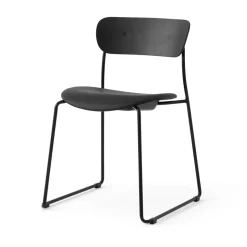 Silla Pavilion AV52 con asiento tapizado, Black-Noble leather Black*&Tradition Sale