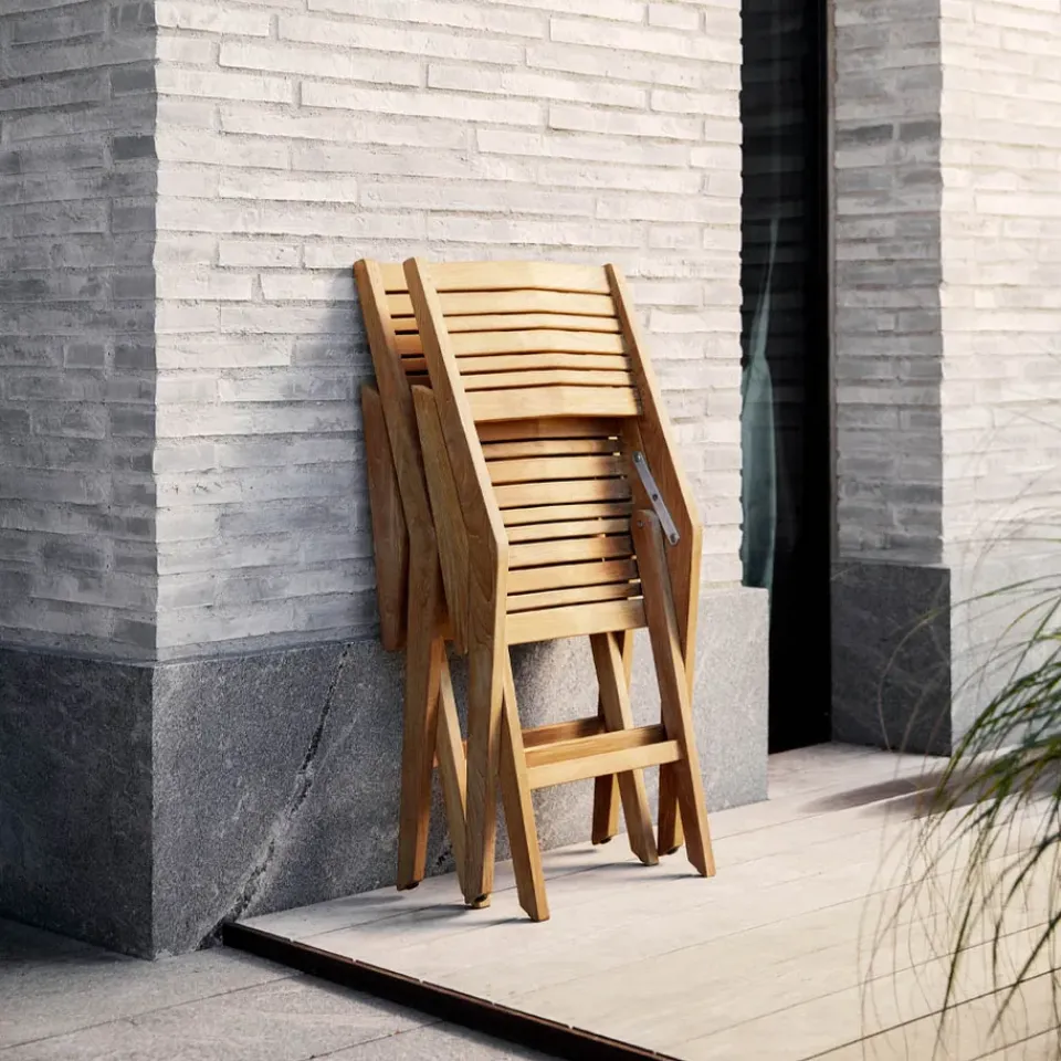 Silla plegable Flip, Teak, con reposabrazos*Cane-line Online
