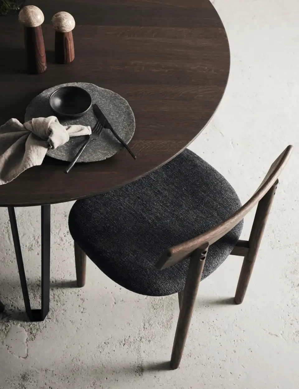 Sillas con asiento Tetra, Tejido color granito-roble oscuro*MUUBS Sale