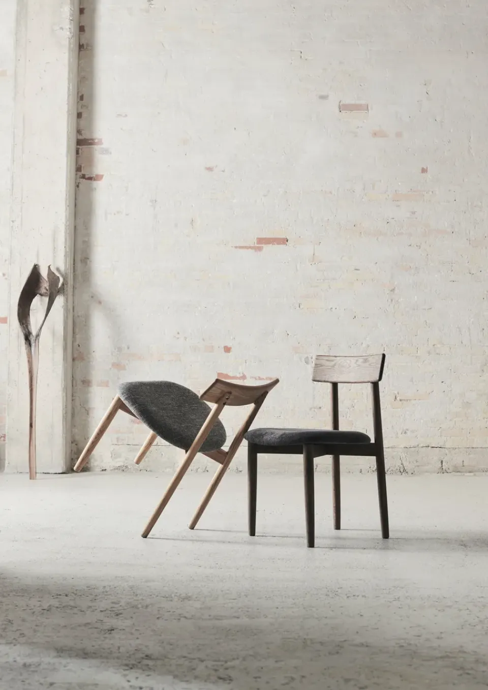 Sillas con asiento Tetra, Tejido color hormigón-roble aceitado natural*MUUBS
