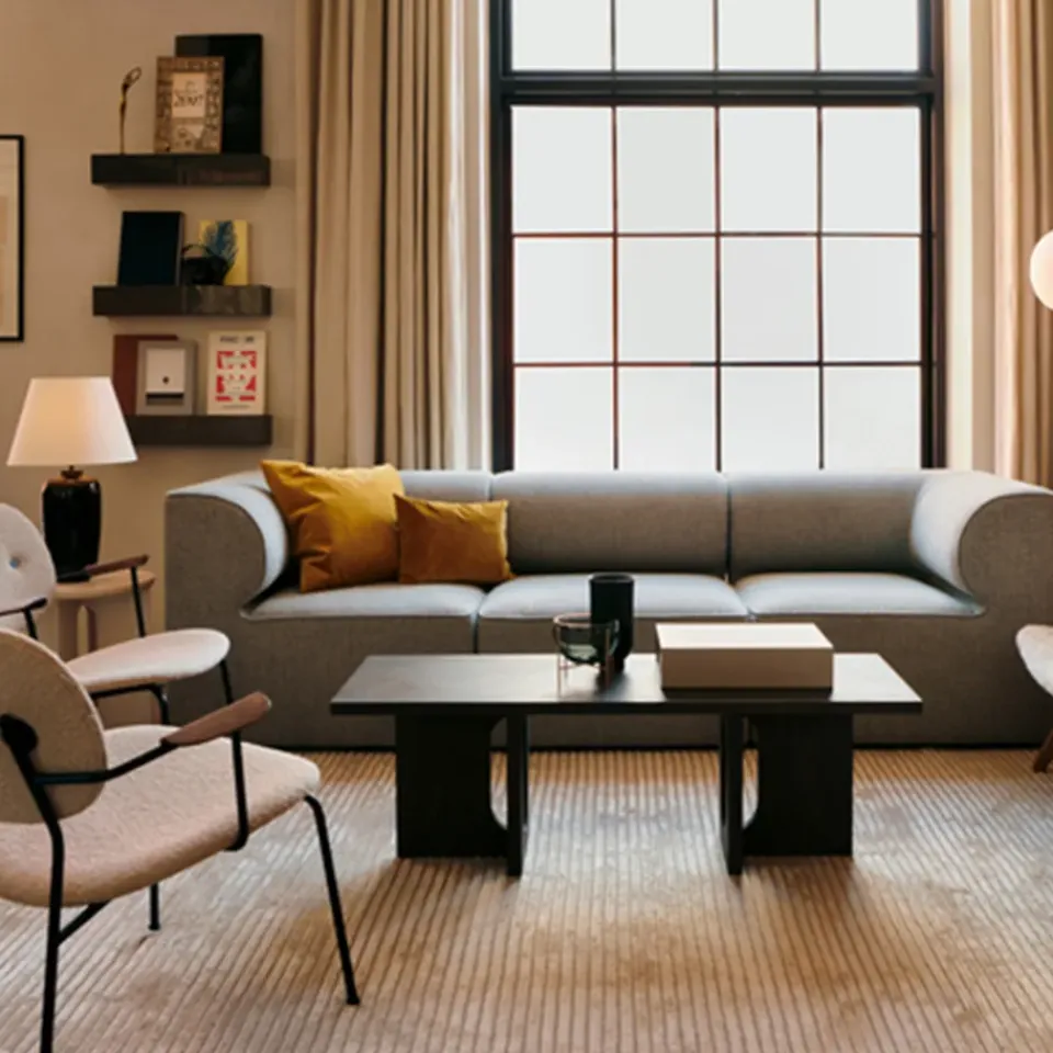 Sillón Co, Cuero dakar 0842 black, respaldo y brazo roble oscuro, base negra*Audo Copenhagen Clearance