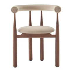 Sillón con reposabrazos Bukowski tapizado, Nogal, Megan 26 Beige*New Works Discount