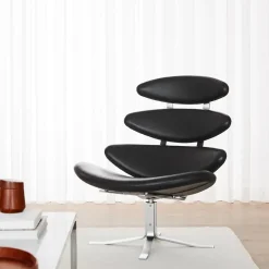 Sillón Corona, Cuero omni 301 - estructura cromada*Fredericia Furniture Best