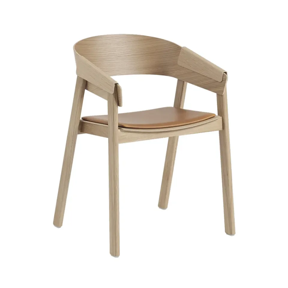 Sillón Cover asiento tapizado, Refine leather cognac-Oak*Muuto Best